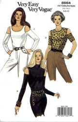 8664 JERSEY GIRL CUT OUT STRETCH BK ZIP SS-LS TOPS PATTERN 12-16